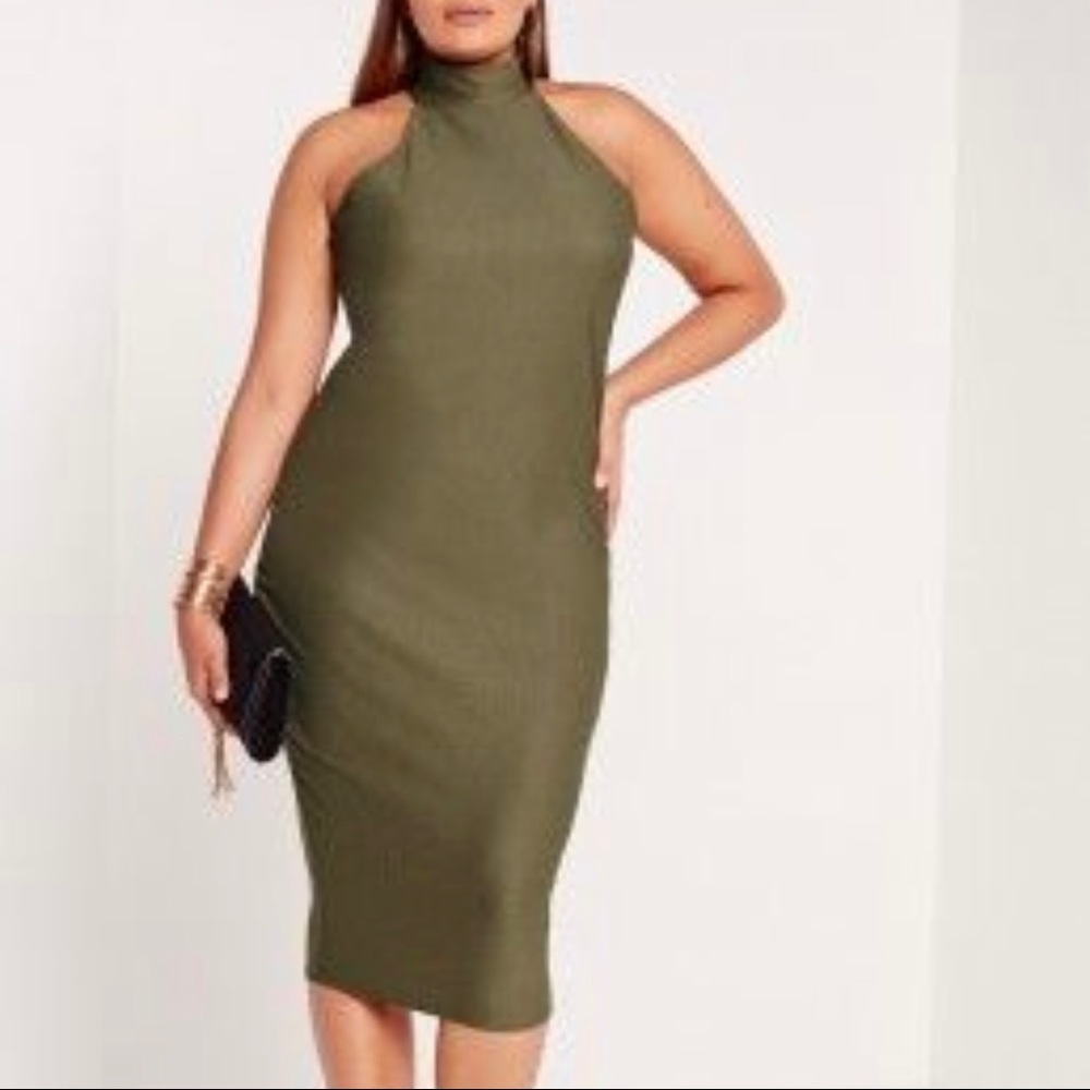 NWT Missguided High-Neck Crepe Midi Dress! 💚🍃💚